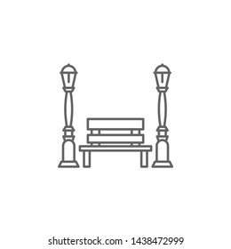 Light, bench, street thin line icon