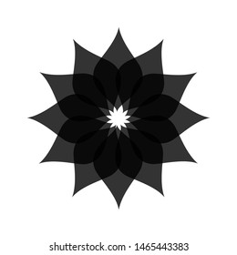 Light black abstract geometric flower logo template. Business abstract icon isolated on white. Use for logo, sign, symbol, web, label, icon. Vector illustration