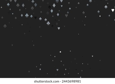 Light Black vector background with cards signs. Colorful gradient with signs of hearts, spades, clubs, diamonds. Design for ad, poster, banner of gambling websites.