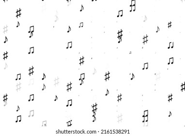 Hellschwarzer Vektorhintergrund mit Musiksymbolen. Dekoratives Design im abstrakten Stil mit Musikformen. Muster für Festivalblätter.