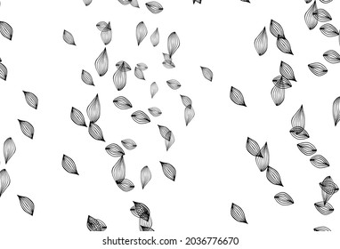 Plantilla de doodle vectorial de color negro claro. Una vaga ilustración abstracta con hojas al estilo de los garabatos. Nueva plantilla para tu libro de marcas.
