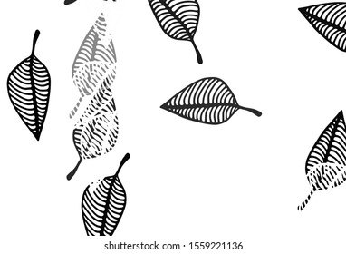 Light Black vector hand painted pattern. Decorative illustration with abstract colorful leaves. The template for background of cell phones.