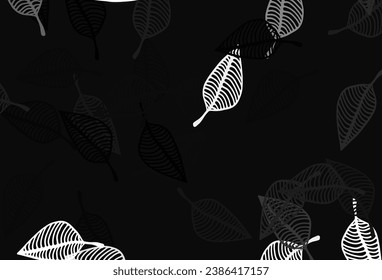 Light Black vector hand painted texture. New colorful illustration in doodle style with leaves. Brand new design for your business.