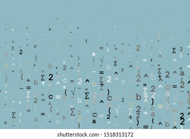Light Black vector pattern with arithmetic signs. Abstract illustration with colored algebra signs. Template for cell phone backgrounds.