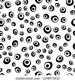 Light Black vector seamless background with bubbles. Illustration with set of shining colorful abstract circles. Design for textile, fabric, wallpapers.