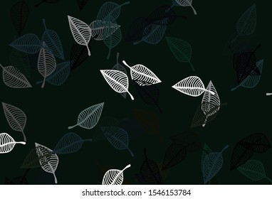 Light Black vector sketch backdrop. Doodle illustration of leaves in Origami style with gradient. Doodle design for your web site.