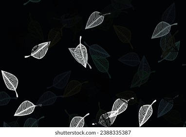 Light Black vector sketch backdrop. Doodle illustration of leaves in Origami style with gradient. Doodle design for your web site.