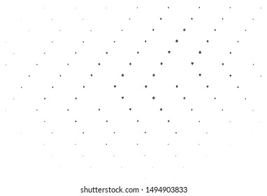 Light Black vector template with poker symbols. Shining illustration with hearts, spades, clubs, diamonds. Template for business cards of casinos.