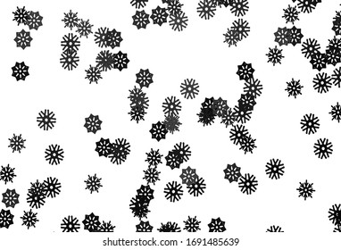 Helle, schwarze Vektorillustration mit farbigen Schneeflocken. Farbige Illustration mit Schnee im Weihnachtsstil. Neues Jahr Design für Ihre Anzeige, Poster, Banner.