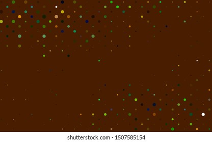 Light Black vector texture with disks. Illustration with set of shining colorful abstract circles. Pattern of water, rain drops.