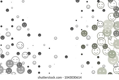 Light Black vector texture with happy smiles. Glitter abstract sketch with smiley, icons. Pattern for carnival, festival fun leaflets.