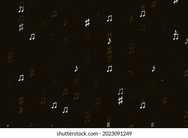 Hellschwarze Vektorstruktur mit musikalischen Noten. Abstrakte Illustration mit bunten Symbolen der Melodie. Vorlage für Flittermagazine.