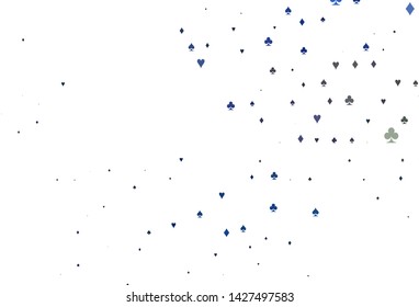Light Black vector texture with playing cards. Colorful gradient with signs of hearts, spades, clubs, diamonds. Pattern for leaflets of poker games, events.