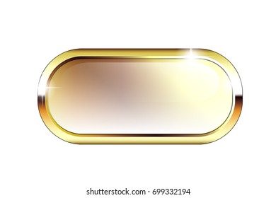 Light blank oval background with a golden frame, with space for your text. Vector illustration.