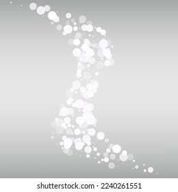 Light Blizzard Vector Silver Background. Magic Snowfall Banner. Winter New Texture. Abstract Snow Transparent.