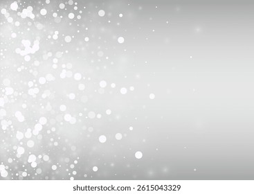 Light Blizzard Vector Silver Background. Christmas Snowfall Wallpaper. Winter Fantasy Banner. Abstract Snowflake Transparent.