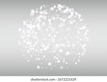Light Blizzard Vector Silver Background. Christmas Snowfall Backdrop. Gray Sky Pattern. Holiday Snow Texture.