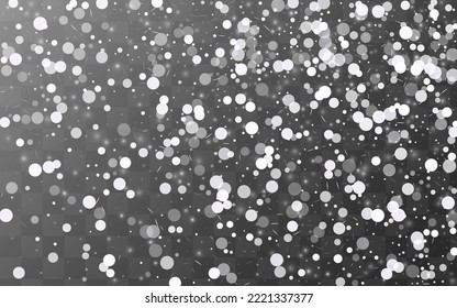 Light Blizzard Vector Transparent Background. Abstract Snow Wallpaper. Winter Magic Backdrop. Sky Snowfall Holiday.
