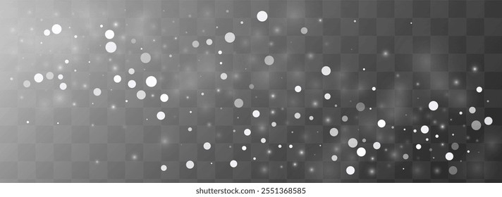 Light Blizzard Vector Transparent Panoramic Background. Xmas Snow Wallpaper. Winter Christmas Pattern. Fantasy Snowfall Card.