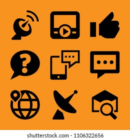 light, blog, space, tune, social and view icon vector set. Flat vector design with filled icons. Designed for web and software interfaces