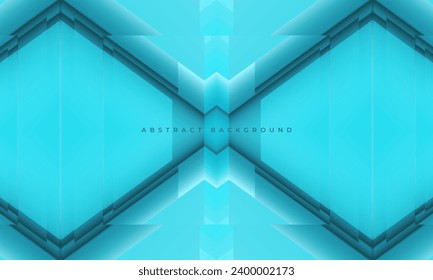 Light blue 3D abstract gaming background with tech futuristic rhombus frames. White abstract geometric modern technology banner design. Vector illustration