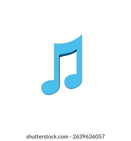 Light blue 3d eighth note music icon symbol