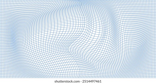 Fondo de Ilustración vectorial de patrón de rejilla 3d azul claro. Onda de Tecnología con adorno realista de malla de movimiento. Textura de estructura de alambre futurista