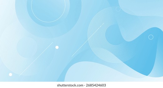 Um fundo abstrato azul claro com várias formas geométricas, incluindo círculos, linhas e formas fluidas. O design é limpo e moderno.
