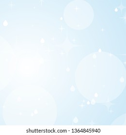 Light blue abstract background with stars and bokeh. Beautiful sky. Simple flat vector illustration