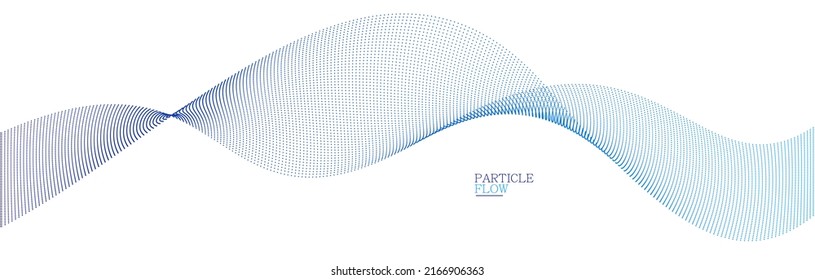 Light blue abstract background, vector wave of flowing particles, curvy lines of dots in motion, technology and science theme, airy and ease futuristic illustration.