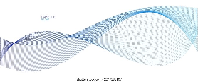 Light blue abstract background, vector wave of flowing particles, curvy lines of dots in motion, technology and science theme, airy and ease futuristic illustration.