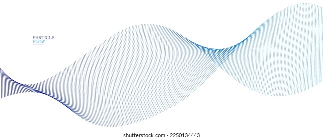 Light blue abstract background, vector wave of flowing particles, curvy lines of dots in motion, technology and science theme, airy and ease futuristic illustration.