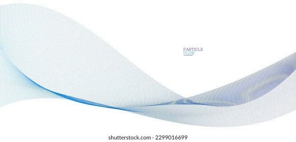 Light blue abstract background, vector wave of flowing particles, curvy lines of dots in motion, technology and science theme, airy and ease futuristic illustration.