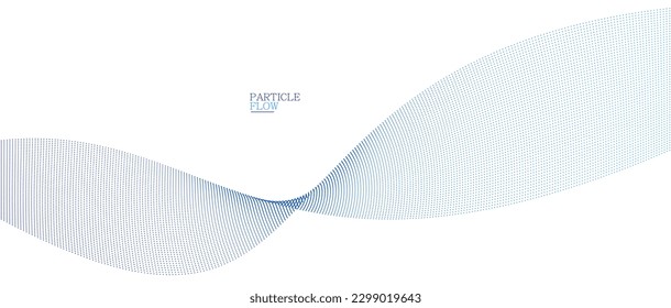 Light blue abstract background, vector wave of flowing particles, curvy lines of dots in motion, technology and science theme, airy and ease futuristic illustration.