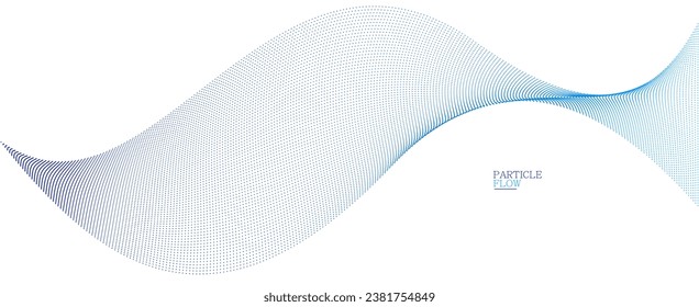 Light blue abstract background, vector wave of flowing particles, curvy lines of dots in motion, technology and science theme, airy and ease futuristic illustration.