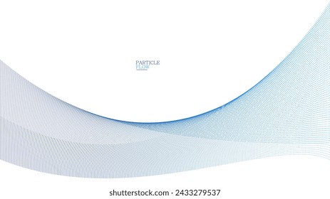 Light blue abstract background, vector wave of flowing particles, curvy lines of dots in motion, technology and science theme, airy and ease futuristic illustration.