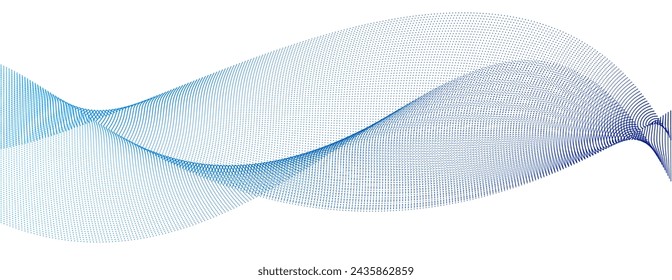 Fondo abstracto azul claro, onda vectorial de partículas que fluyen, líneas curvas de puntos en movimiento, tecnología y tema de la ciencia, ilustración futurista aireada y fácil.