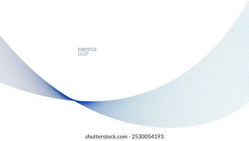 Fundo abstrato azul claro, onda vetorial de partículas fluindo, linhas curvas de pontos em movimento, tecnologia e tema de ciência, arejado e facilidade ilustração futurista.