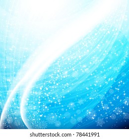Light Blue Abstract background with white snowflakes