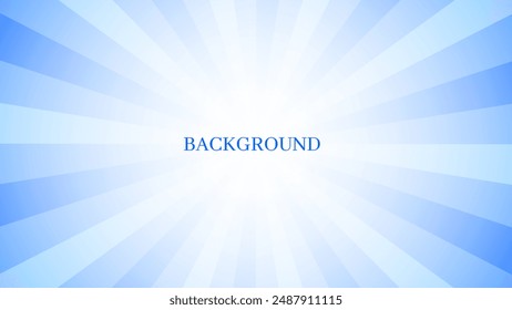 Light blue abstract background with yellow radial pattern, striped comic banner, rays of light	