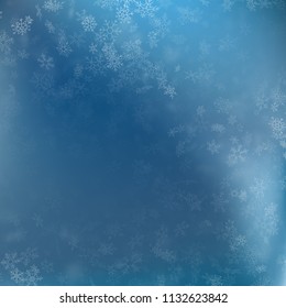 Light blue abstract Christmas background with white snowflakes. EPS 10