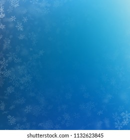 Light blue abstract Christmas background with white snowflakes. EPS 10