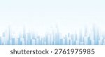 Light blue abstract cityscape skyline with skyscrapers and location pin icons