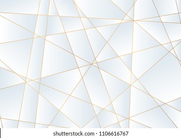 Light blue abstract concept polygonal tech background with golden lines. Vector modern digital art design