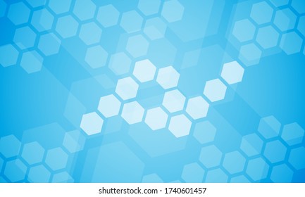 Light blue abstract hexagonal background. Modern technology banner. Medical presentation slide. Colorful futuristic honeycomb template. Science lab tech background. Cyber network geometric pattern