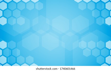 Light blue abstract hexagonal background. Modern technology banner. Medical presentation slide. Colorful futuristic honeycomb template. Science lab tech background. Cyber network geometric pattern
