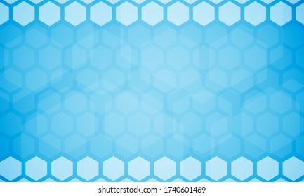 Light blue abstract hexagonal background. Modern technology banner. Medical presentation slide. Colorful futuristic honeycomb template. Science lab tech background. Cyber network geometric pattern