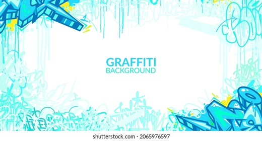 Light Blue Abstract Hip Hop Street Art Graffiti Style Urban Calligraphy Vector Illustration Background Art Banner