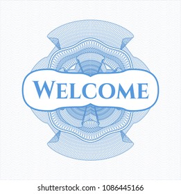  Light blue abstract linear rosette with text Welcome inside