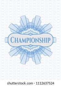 Light blue abstract linear rosette with text Championship inside